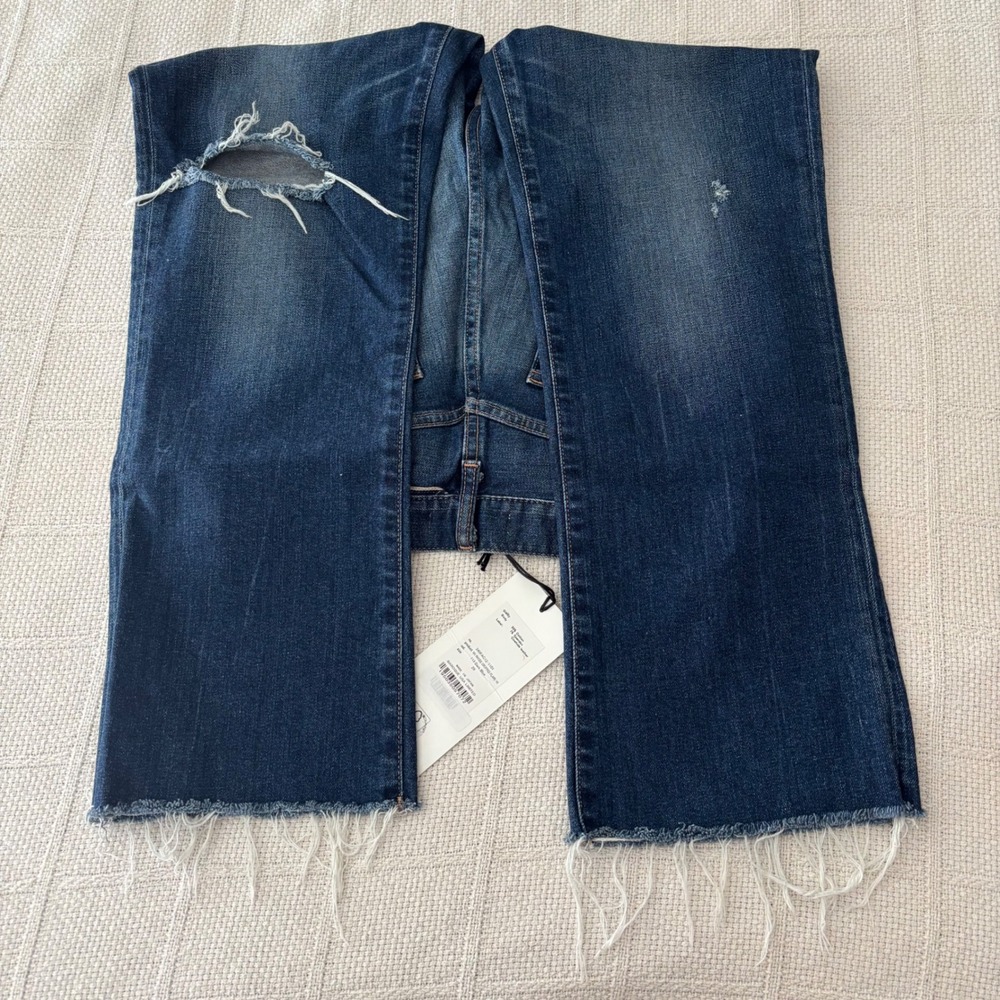 Women's 29 MOUSSY Vintage Rhode Cropped High Rise Flare Jeans Dark Blue NWT - Picture 5 of 7